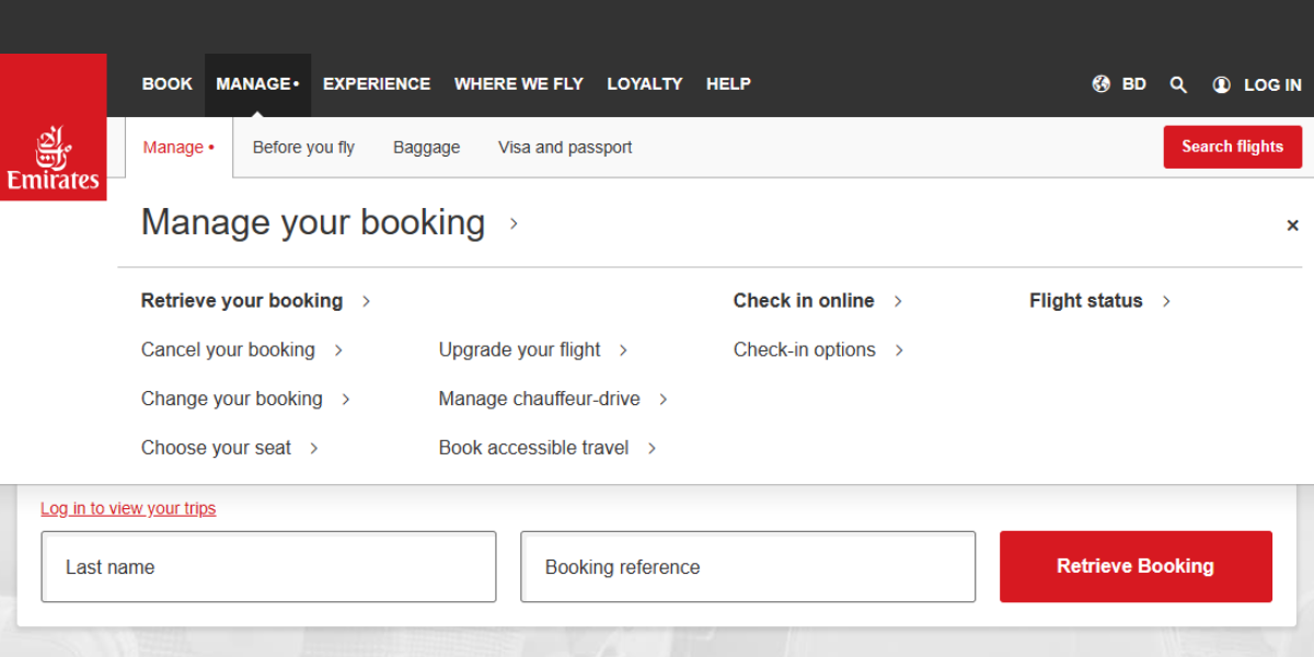 Emirates Airlines check-in Online
