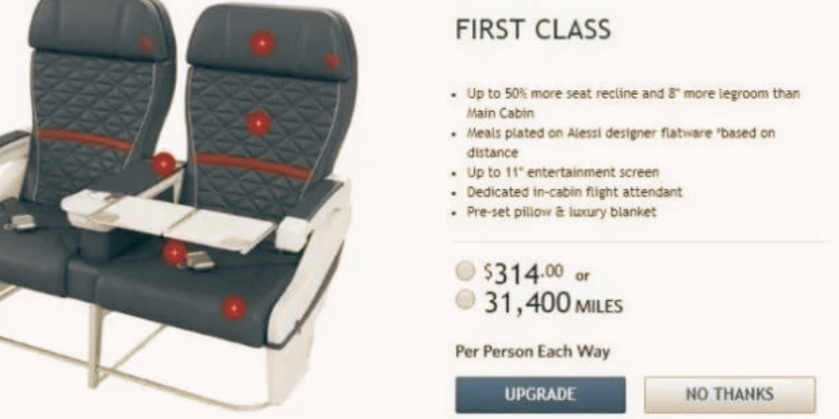 Upgrade delta airlines class with miles