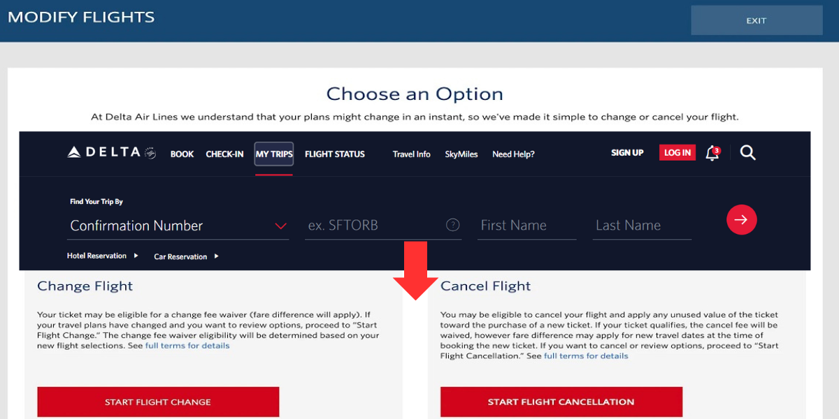 Change Delta Flight Online