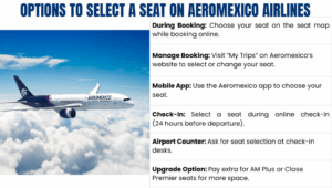 options to Select a Seat on Aeromexico Airlines